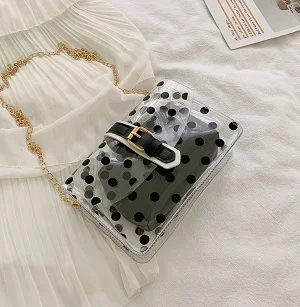 Черный Сумки через плечо для женщин, прозрачные желейные сумки, женская сумка на плечо с цепочкой в горошек, модная сумка, женская сумка-тоут, сумка-мессенджер - Цвет: Черный
