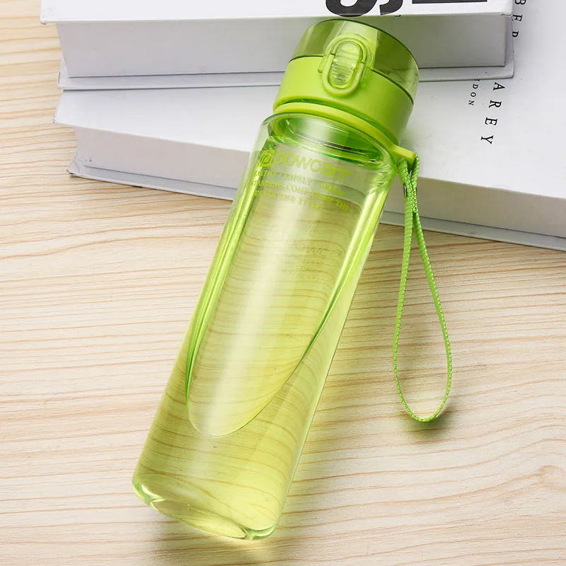 Открытый спортивные бутылки воды 400/560/800/1000 мл студент переносная Питьевая Бутылка школьная бутылка для воды для детей Гурд En пластики - Цвет: Transparent Green