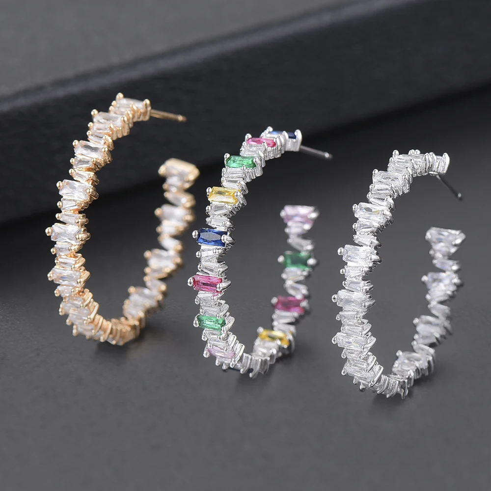 LARRAURI Кубический Цирконий Кристалл CZ Дубай серьги-гвоздики Bijoux модные iобычная геометрические трендовые серьги гвоздики для женщин