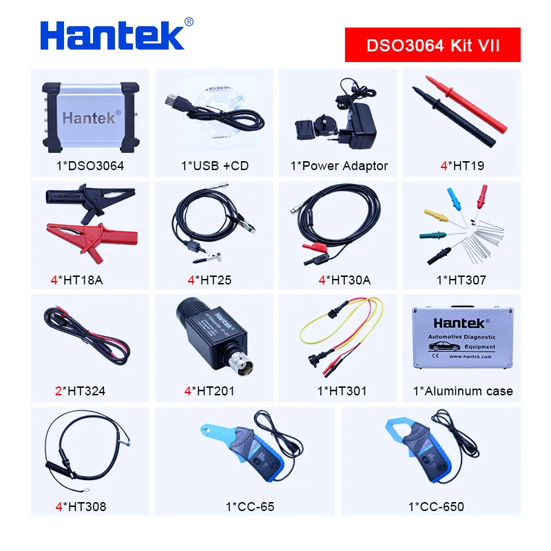 Hantek DSO3064 набор VII Автомобильный диагностический осциллограф USB 2 0 4CH 200 мс/с 60