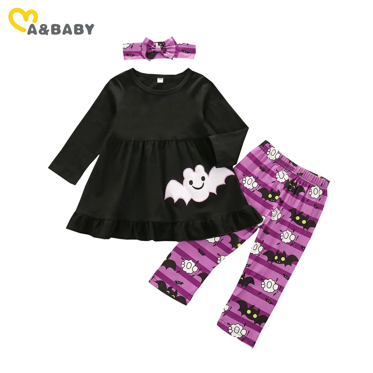 Ma & Baby/комплект одежды для Хэллоуина маленьких девочек футболка с длинными