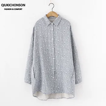 

Qiukichonson Japanese Prairie Chic Floral Print Ladies Tops Spring Autumn Casual Long Shirts Women Long Sleeve Cotton Shirts