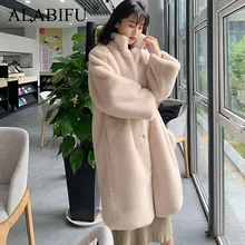 Женское пальто из искусственного меха, новинка, повседневная меховая Толстая теплая длинная куртка из искусственного кроличьего меха, свободное зимнее пальто для женщин, casaco feminino Blue