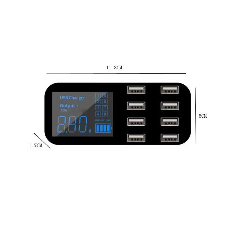 9 Ports USB Car Charger LED Current Display Charging For Mobile Phone Tablet GPS