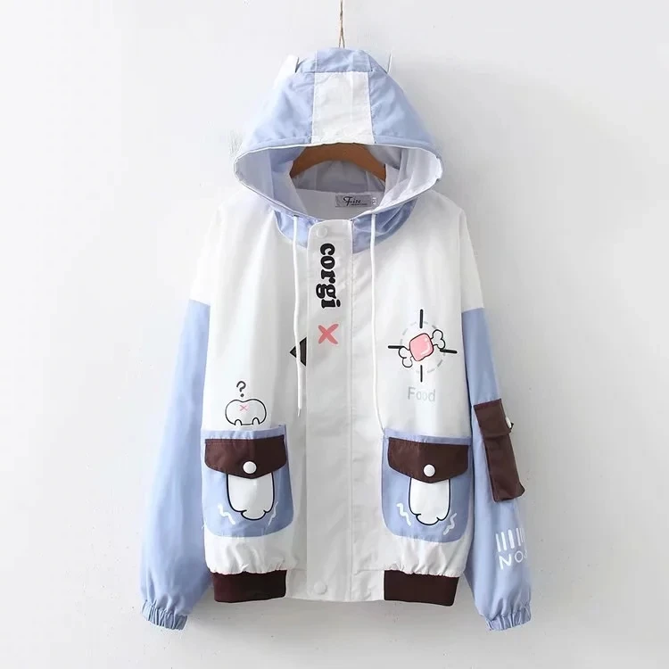 Merry Pretty Женская Базовая куртка с мультяшным принтом Harajuku зимняя верхняя одежда с длинным рукавом и карманами с капюшоном на молнии