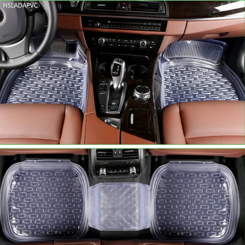 

hsladapvc universal 64*47cm PVC non-slip car floor mats car mats car floor mat Transparent black 5pcs/set free shipping
