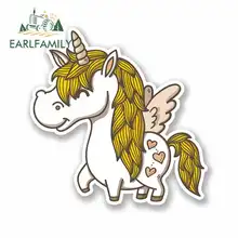 EARLFAMILY 13cm x 13cm Cartoon Pretty Unicorn Oem Waterproof RV VAN DIY Fine Decal Vinyl Car Wrap Bumper Trunk Truck Graphics