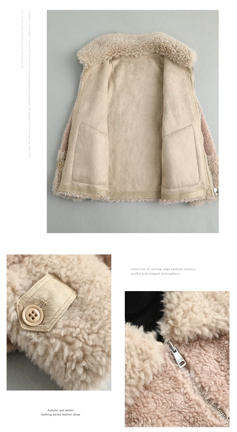 Пальто из натурального меха уличная шерстяная куртка корейское осенне-зимнее пальто женская одежда овечья шерсть замшевая подкладка ZT3564