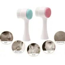 2 в 1 двусторонняя щетка для очищения лица мягкая щетина силиконовый массажер большая ручка портативный ручной инструмент для отшелушивания