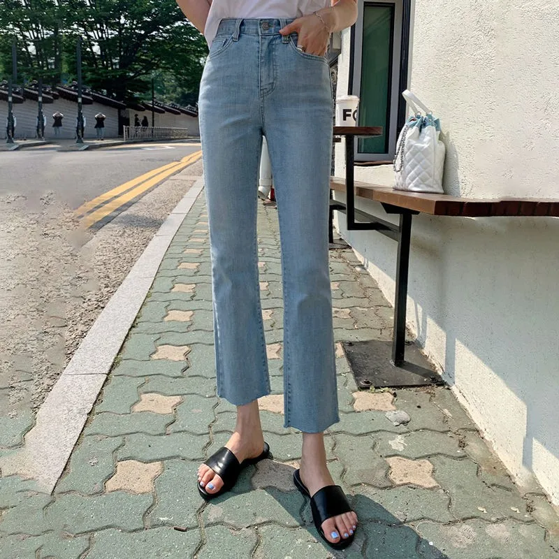 Women's Summer Autumn Streetwear Straight Ankle Lenght Jeans High Waist Slim Long Denim Pants Ladies Casual Jeans