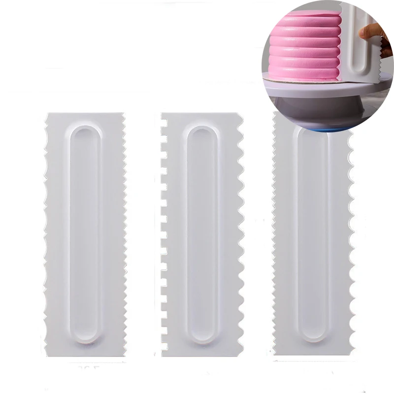 

Cake Decorating Comb Pastry Icing Smoother Cake Scraper Baking Tools for Cake Spatulas Tool 3Pcs/Set 6 Design Textures