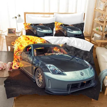 

Teens Bedding Fashion Cars Bed Cover Pillowcase Soft Microifber Duvet Cover Bed Linen Set 2/3 Piece Bedclothes Custom for Adult