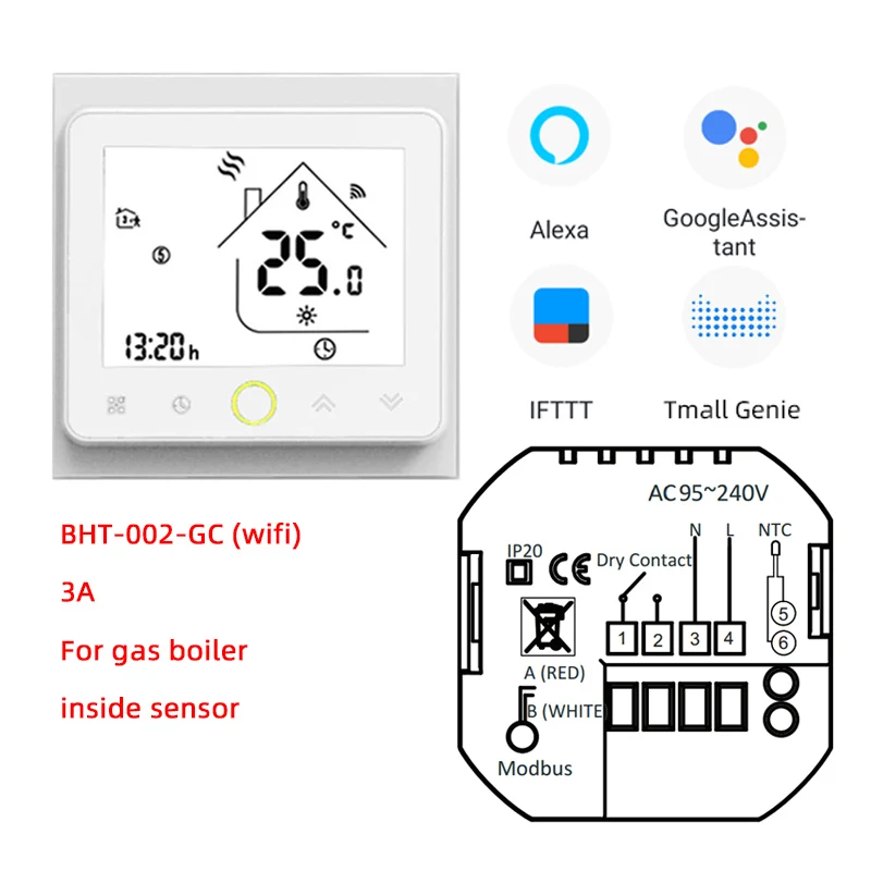 GC B wifi BHT-002 серии wifi термостат для нагрева воды электрический нагревательный газовый котел ЖК сенсорный экран регулятор температуры с Alexa - Цвет: GC B wifi