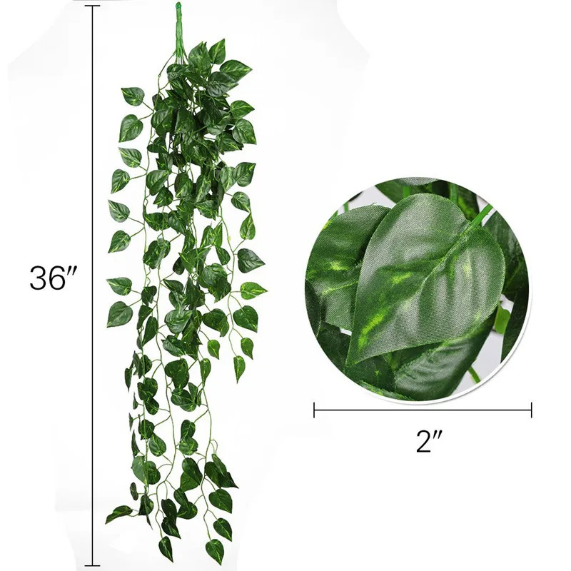WSFS Горячие Искусственные растения зеленый плюща лоза настенный листья гирлянда дома Свадебные украшения, 4 булочки