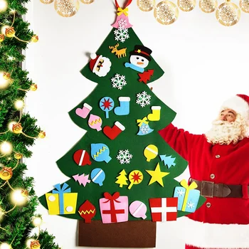 

3D DIY Felt Christmas Tree with 31 Christmas Decorations for Home Christmas Tree Decoration Xmas Gifts New Year