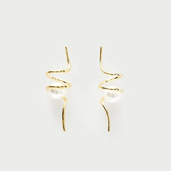 

LONDANY minimalist jewelry simple design spiral pearl earrings