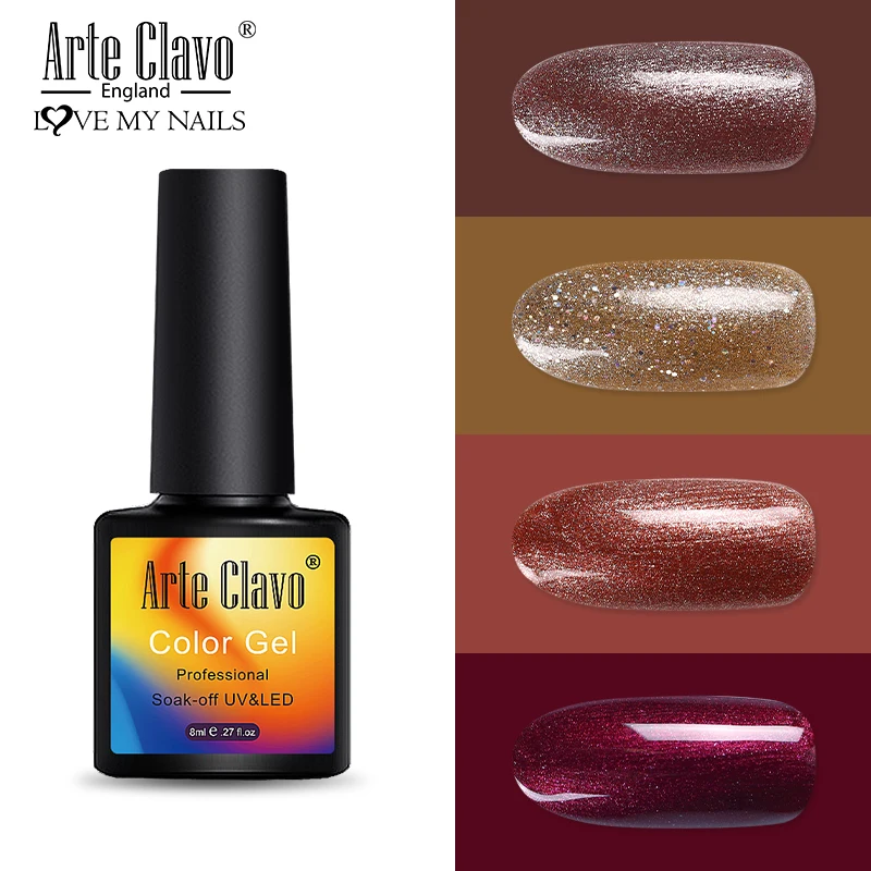 8ml-ZH08 Arte Clavo набор гель-лаков для ногтей 8 мл наборы для ногтей чистые цвета УФ Гель-лак набор базовое верхнее покрытие гель для нейл-арта все для маникюра - Цвет: 8ml-ZH08