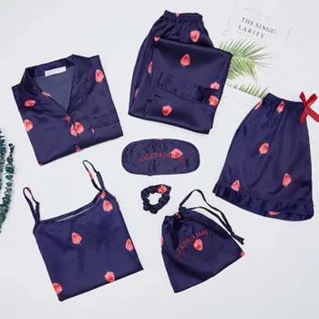 

Pajamas Set Femme Rayon Pyjama Sexy Black Sleepwear Women Long Sleeve Shirt Pants Homewear Big Size 2020 Fashion