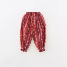 19 летние новые стильные противомоскитные штаны с принтом для девочек мешковатые штаны кружевные брюки из натурального хлопка брюки-фонарики