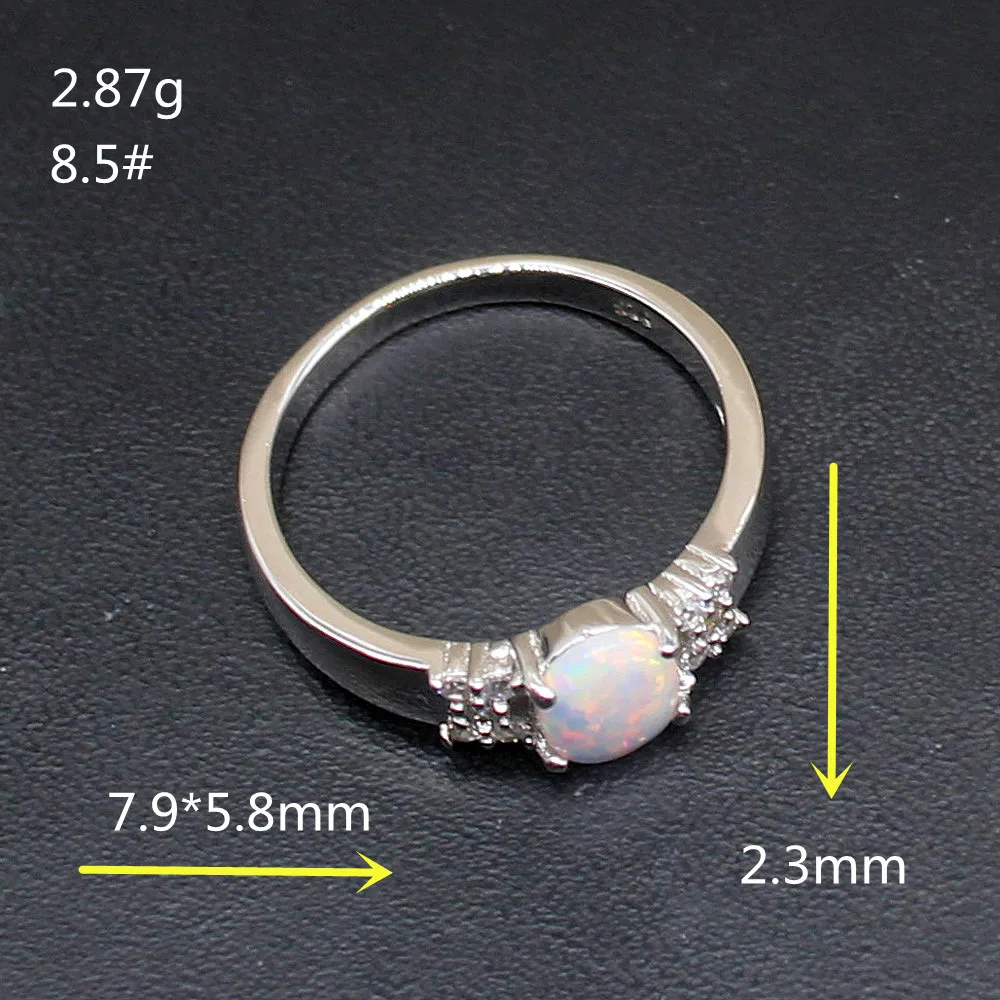 Gemstonefactory Jewelry Big Promotion Single Unique 925 Silver Cubic Zirconia White Opal Women Gifts Band Rings 8.5# 20214426