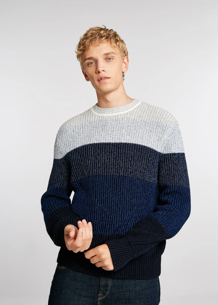 JackJones осенне-зимний мужской кашемировый свитер с круглым вырезом в полоску | 218425504