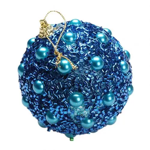 Новинка, легкая блестящая искусственная жемчужная пена, шар-безделушка, подвесной кулон-украшение для рождественской елки, искусственный жемчуг и блестящий дизайн - Цвет: Синий