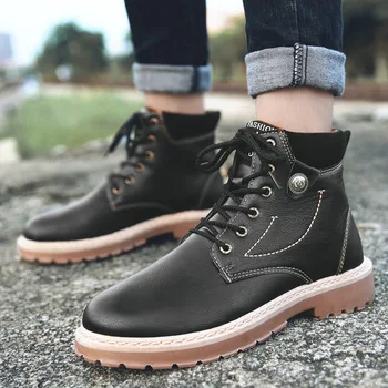 

Brand Warm Men's Autumn Winter Genuine Leather Men Waterproof Snow Boots Work Safety Ankle Boots Men's Boots Big Size 89