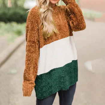 

women pullovers knitwear sweater women Striped Long Sleeve Jumper O Neck Sweaters Blouse Tops Y917