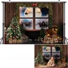 Christmas Window Photography Backdrop Photocall Fireplace Winter Snow Photo Background Christmas Trees Children Portrait Props ► Photo 2/6