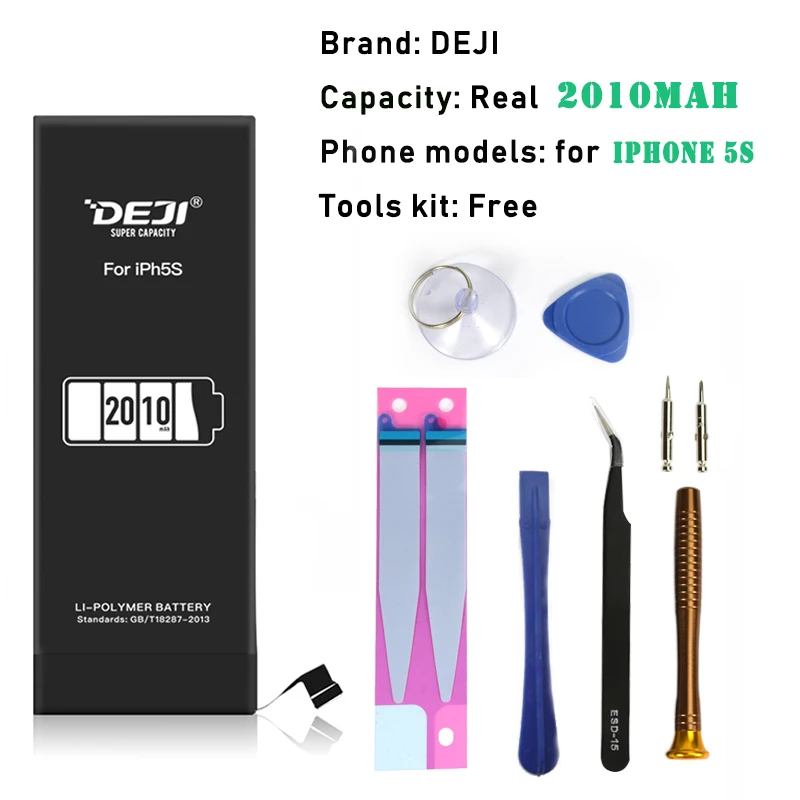 DEJI для iPhone 5S 5 se литий-полимерный внутренний аккумулятор для сотового телефона большой емкости 2010 мАч Сменные Аккумуляторы - Цвет: battery for iph5s