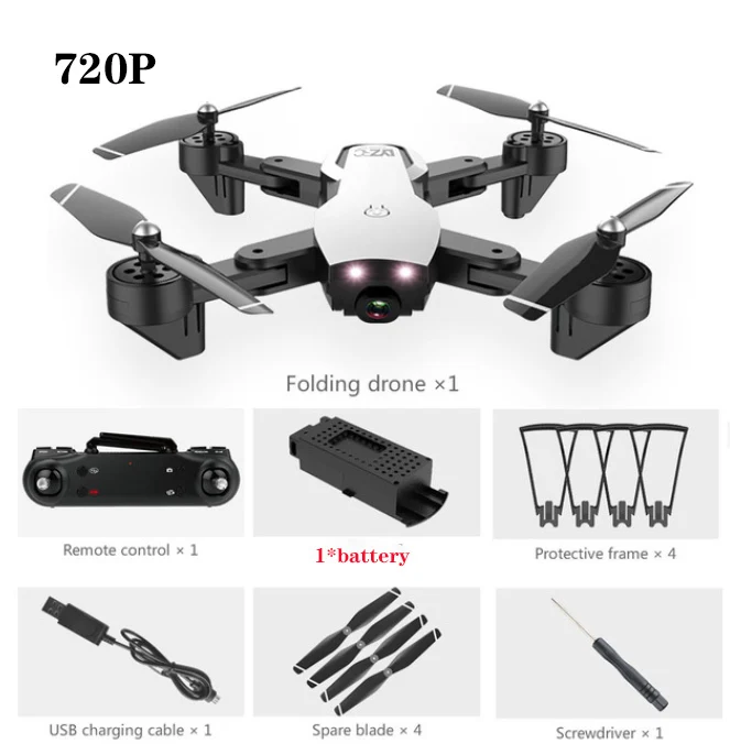 White 720P 1B L107 Дрон 4K 2,4G wifi FPV с широкоугольной двойной HD камерой RC вертолет игрушка 20 минут долгое время полета складной портативный - Цвет: White 720P 1B