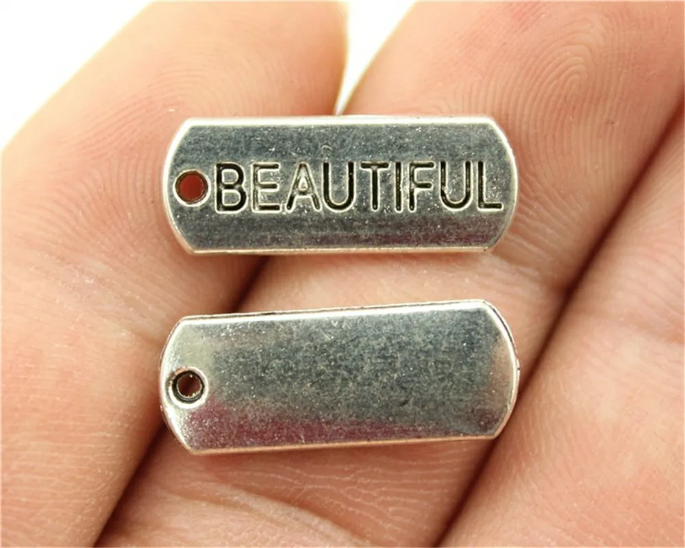 8 Pieces Metal Charms For Jewelry Making Antique Silver Trust Hope Blessed Text Tag HJ150 - Окраска металла: 21x8mm