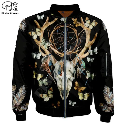 jacket Индийские мужские куртки-бомберы с 3d принтом в виде черепа оленя и длинными рукавами, Толстая Повседневная Уличная куртка унисекс на молнии в стиле Харадзюку - Цвет: jacket