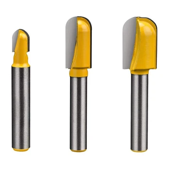 

CNC Router Bits Set 1/4 Inch Shank with 1/4 3/8 1/2 Cutting Dia 3Pcs Round Edge Groove Bits for Wood