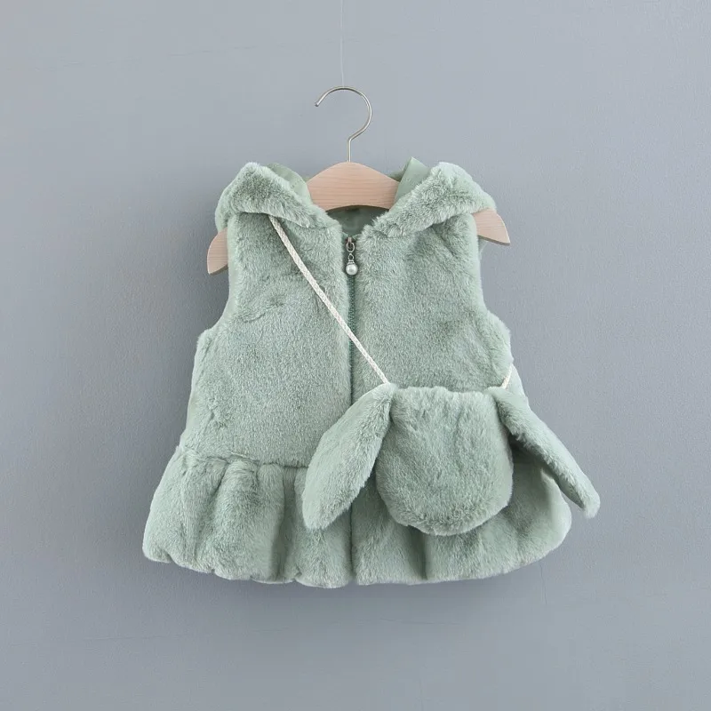 Thick Warm Waistcoat Baby Girls Faux Fur Vest Autumn Winter Fashion Cute Kids Outerwear Baby Girl Christmas Clothes
