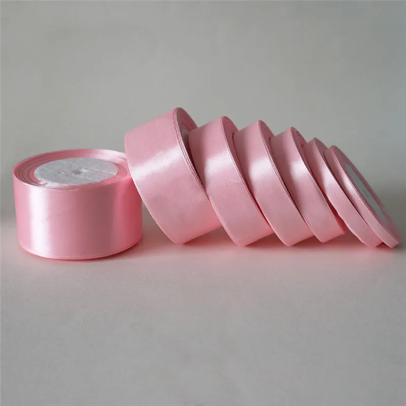 25 ярдов/6 мм-50 мм розовая сатиновая лента DIY материал для выпускного вечера вечерние украшения Свадебная подарочная коробка упаковка аксессуары D7