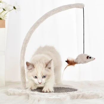 

Cat Scratcher Scratching Mat Sisal Cat Scratcher Mat with Haning Mouse Toy JS22