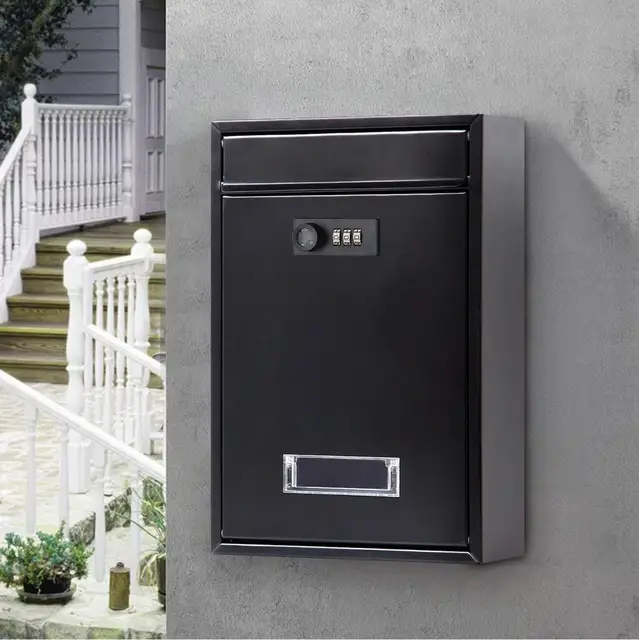 32X21X8,5 Cm Vintage Wall -Szerelt Postafiók Kombinált Fém Kódolású Zárlövény Posta Post F5062 Újságdoboz