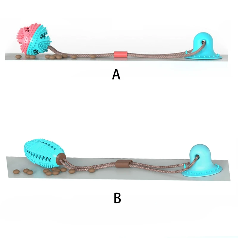 Жевательные игрушки для питомцев, резиновая Жевательная молярная игрушка с функцией утечки пищи, присоска, игрушка для чистки зубов собаки