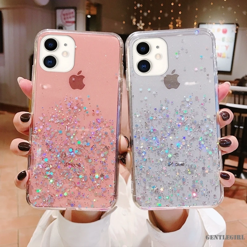 Блестящий силиконовый чехол для iPhone 6 6s 7 8 X XS XR SE прозрачный мягкий из ТПУ 12 Mini 11 Pro