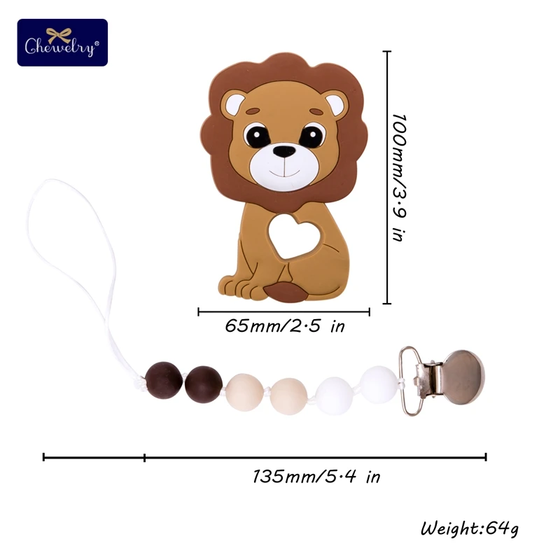 Lion 1 шт. Детские Силиконовые Прорезыватели грызунов Koala пустышка Клип цепь лиса Perle Силиконовые бусы для прорезывания зубов держатель соски силиконовые медсестры подарки - Цвет: Lion