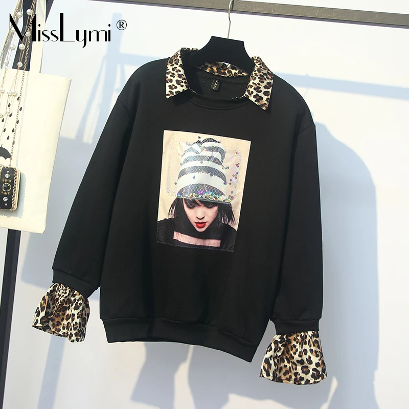 XL-5XL, Модный женский спортивный костюм, зима, Лоскутные Топы с длинным рукавом, женские толстовки с капюшоном
