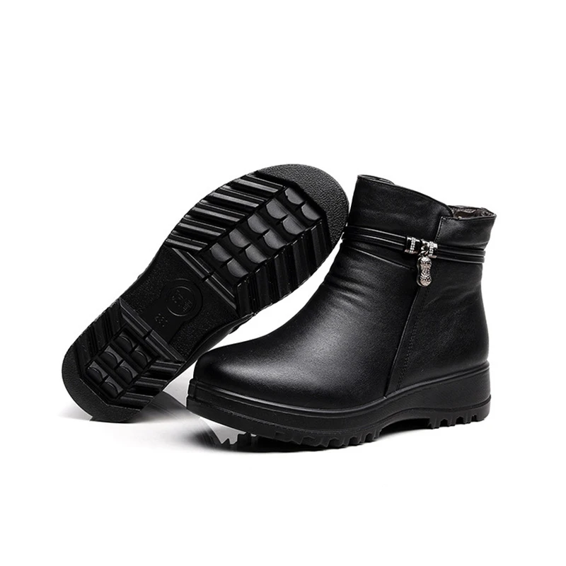Женские ботинки в стиле ретро; нескользящие Ботильоны на молнии; Высококачественная женская обувь для отдыха; универсальная теплая плюшевая обувь на танкетке; зимние ботинки; Уличная обувь