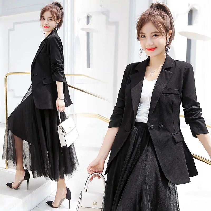 

Small Suit Women's Elegant 2019 Spring And Autumn New Style Korean-style Repair Slimming Career Ol Long Sleeve CHIC Casual Cropp