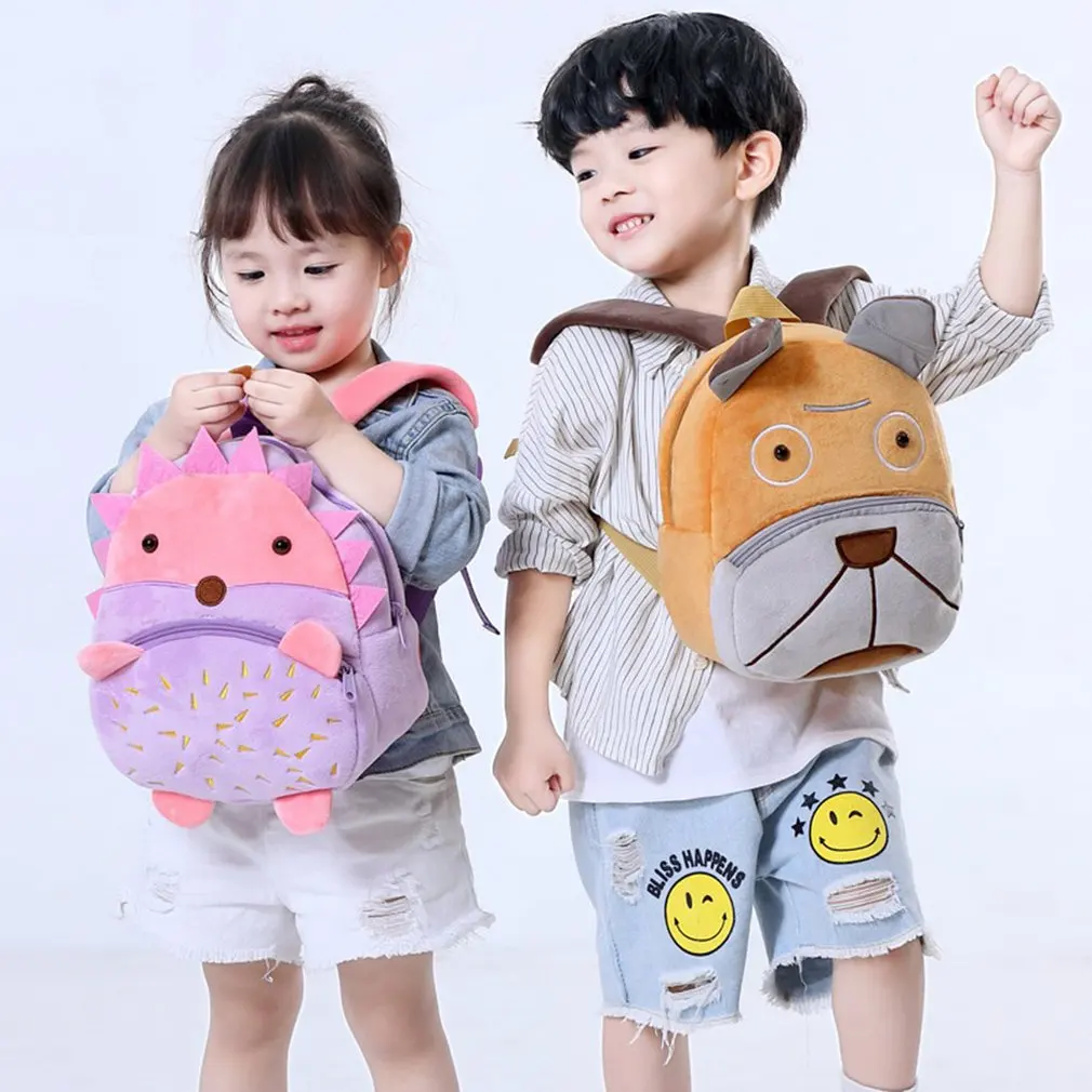 Zoo Series Cute Children's School Bag Burden Shoulder Bag Plush Backpack Kindergarten Early Education Park Bag