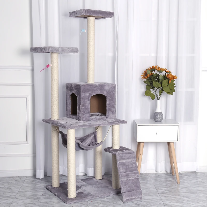Скалолазание для кошек, кошачье гнездо, игрушка для кошек, Когтеточка для кошек, дерево для кошек, дерево для скалолазания, домик для кошек - Цвет: Светло-серый