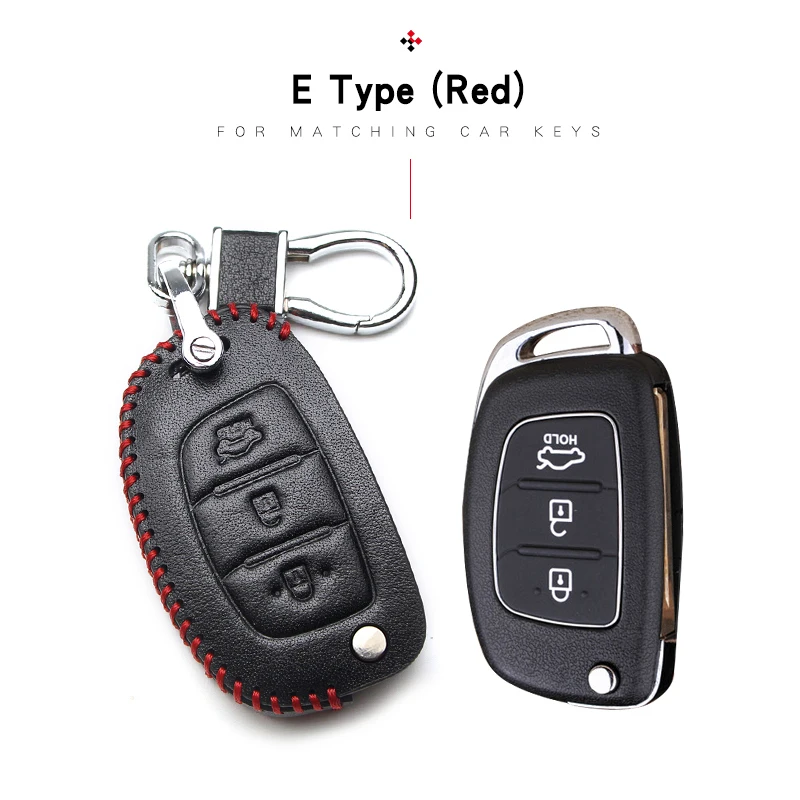Red Line 3 Button Для hyundai Santa Fe Брелок чехол кожаный брелок для hyundai Elantra IX25 IX35 Solaris Accent Verna Sonata Tucson - Название цвета: Red Line 3 Button