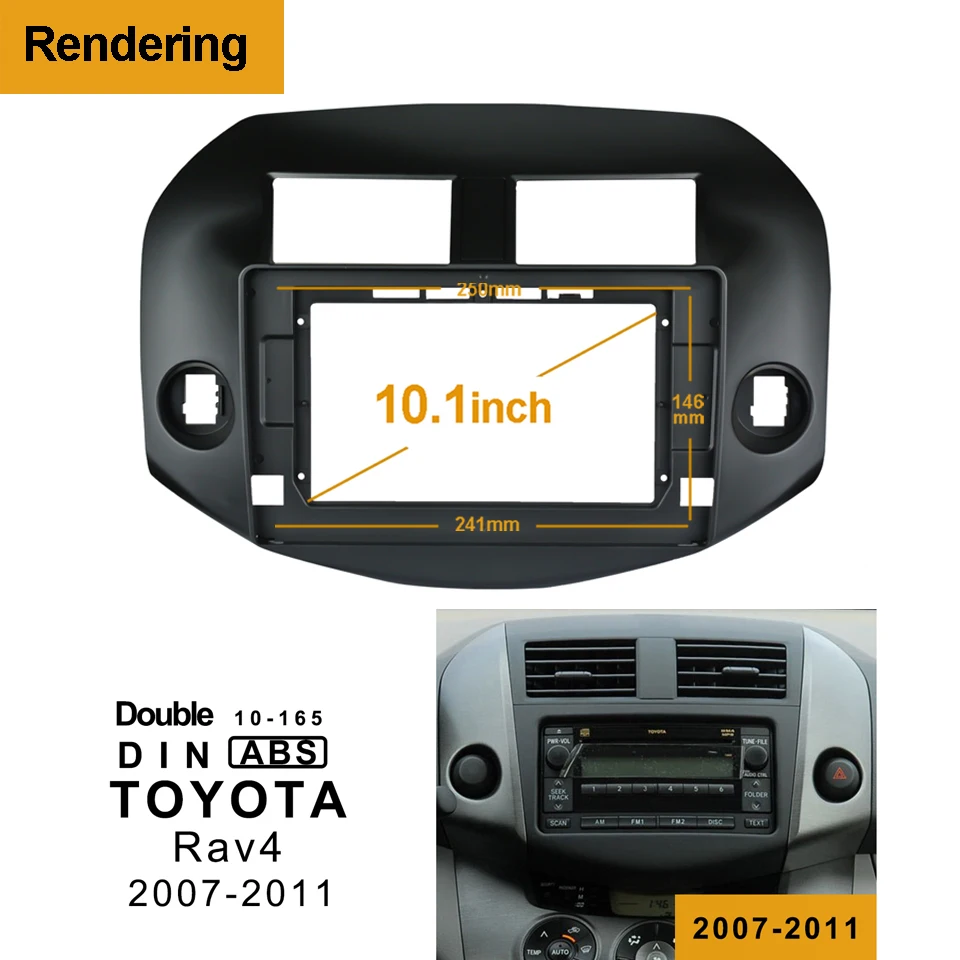 

1/2Din Car DVD Frame Audio Fitting Adaptor Dash Trim Kits Facia Panel 10.1inch For Toyota RAV4 2007-2012 Double Din Radio Player