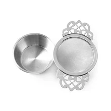 1 шт. многоразовый ситечко для чая из нержавеющей стали с чашей для капель, традиционный подвесной травяной фильтр для заварки с двумя ушками