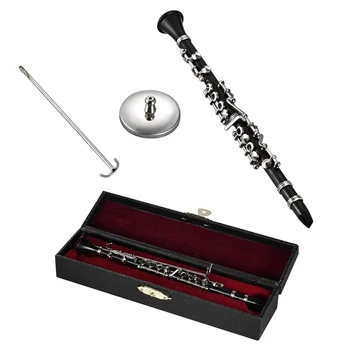 

Mini 16cm Clarinet Model Kit Exquisite Desk Musical Instrument Display Bass Decoration With Leather Box Bracket Musicaltoy